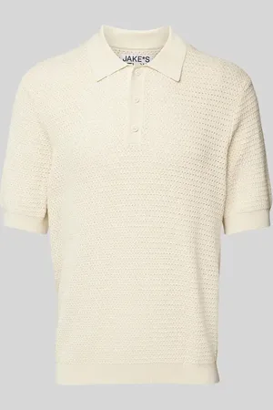 Jake*s Poloshirt aus Viskose-Mix mit Strukturmuster in , Größe L