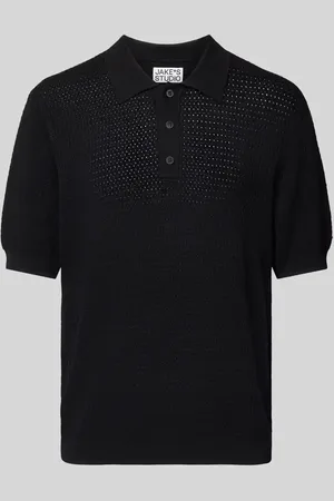 Jake*s Poloshirt aus Viskose-Mix mit Strukturmuster in , Größe L