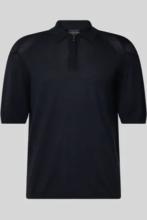 Emporio Armani Slim Fit Poloshirt mit Reißverschluss und Seiden-Anteil in , Größe L