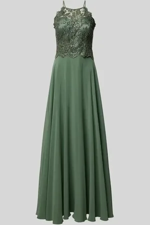 V.M. Abendkleid mit Spitzen- und Paillettenbesatz in , Größe 32