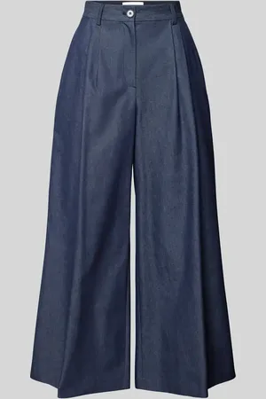More Wide Leg Bundfaltenhose mit Gürtelschlaufen in , Größe 34