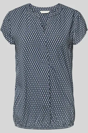TOM TAILOR Loose Fit Kurzarmbluse aus reiner Viskose mit Allover-Muster in , Größe 36