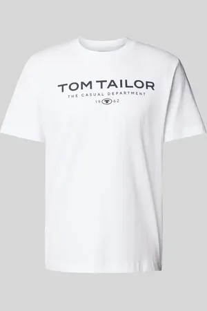TOM TAILOR Regular Fit T-Shirt aus reiner Baumwolle mit Label Print in , Größe L