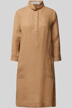 Christian Berg Knielanges Leinenkleid mit Stehkragen in , Größe 36