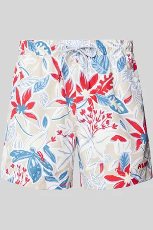 HUGO BOSS Relaxed Fit Badeshorts mit Label-Print Modell 