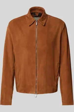 Calvin Klein Lederblouson mit Zweiwege-Reißverschluss in , Größe L