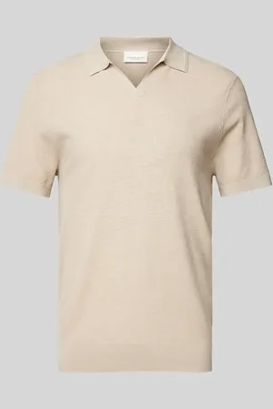 Profuomo Poloshirt mit V-Ausschnitt und Seiden-Anteil in , Größe L