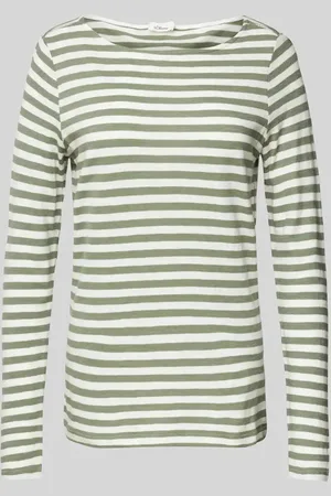 QS by s.Oliver Regular Fit Langarmshirt aus reiner Baumwolle mit Streifenmuster in , Größe 36
