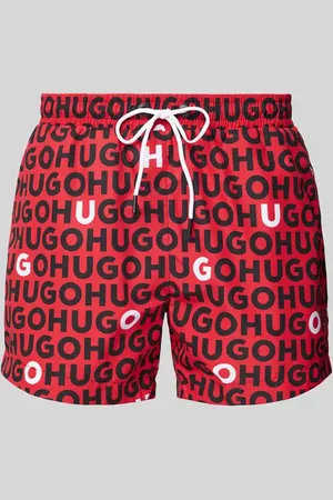 HUGO BOSS Relaxed Fit Badeshorts mit Label-Print Modell 