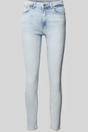 ONLY Skinny Fit Jeans aus Baumwoll-Mix mit Fransen Modell 