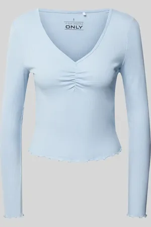 ONLY Slim Fit Langarmshirt aus Baumwoll-Mix mit Frill-Abschlüssen Modell 