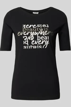 QS by s.Oliver Regular Fit T-Shirt mit Statement Print in , Größe 36