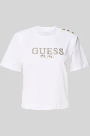 Guess Cropped T-Shirt mit Label-Print in , Größe L