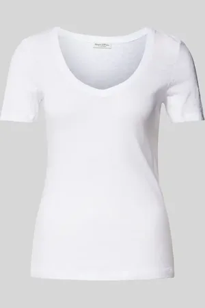 Marc O’ Polo Slim Fit T-Shirt aus reiner Baumwolle mit V-Ausschnitt in , Größe L