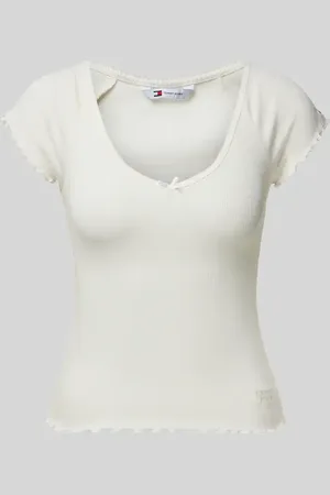 Tommy Hilfiger T-Shirt mit tiefem U-Ausschnitt in , Größe L