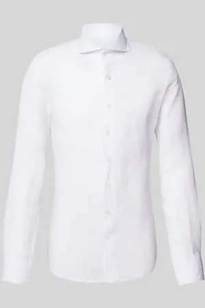 Profuomo Slim Fit Leinenhemd mit Haifischkragen in , Größe 39