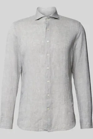 Profuomo Slim Fit Leinenhemd mit Haifischkragen in , Größe 38