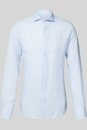 Profuomo Slim Fit Leinenhemd mit Haifischkragen in , Größe 38