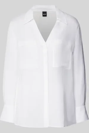 HUGO BOSS Regular Fit Bluse aus Viskose-Leinen-Mix Modell 
