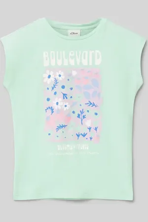 QS by s.Oliver Regular Fit T-Shirt aus reiner Baumwolle mit Glitzerprint in , Größe 104