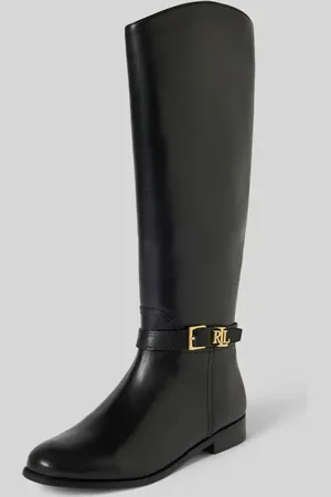 Ralph Lauren Lederboots mit Label-Applikation Modell 