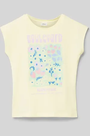 QS by s.Oliver Regular Fit T-Shirt aus reiner Baumwolle mit Glitzerprint in , Größe 104