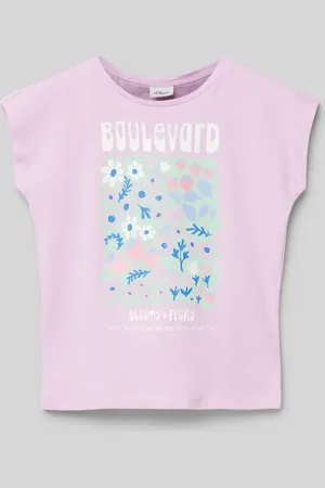 QS by s.Oliver Regular Fit T-Shirt aus reiner Baumwolle mit Glitzerprint in , Größe 104