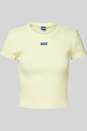 Hugo Blue Cropped T-Shirt mit Label-Stitching in , Größe M