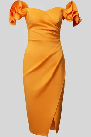 Lipsy London Knielanges Cocktailkleid in Wickel-Optik in , Größe 34
