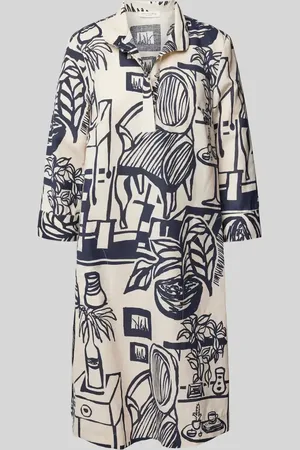 Christian Berg Knielanges Leinenkleid mit 3/4-Arm in , Größe 36
