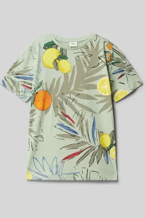 QS by s.Oliver Regular Fit T-Shirt aus reiner Baumwolle mit Allover Print in , Größe 134