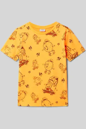 QS by s.Oliver Regular Fit T-Shirt mit Allover-Muster in , Größe 104