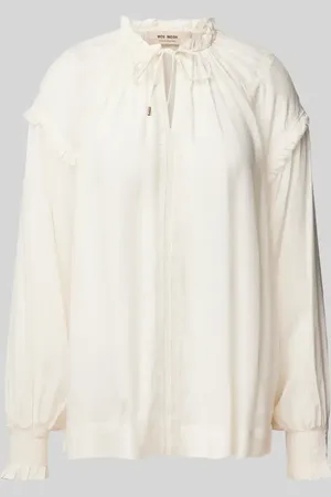 Mos Mosh Relaxed Fit Bluse mit Schlüsselloch-Ausschnitt in , Größe L