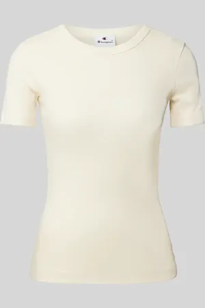 Champion T-Shirt mit geripptem Rundhalsausschnitt in , Größe L