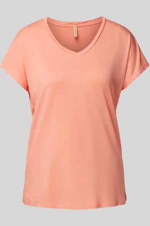 soyaconcept T-Shirt mit geripptem V-Ausschnitt Modell 