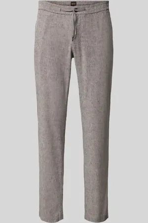 HUGO BOSS Straight Fit Leinenhose mit elastischem Bund Modell 