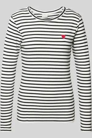 Kaffe Longsleeve mit Motiv-Stitching Modell 
