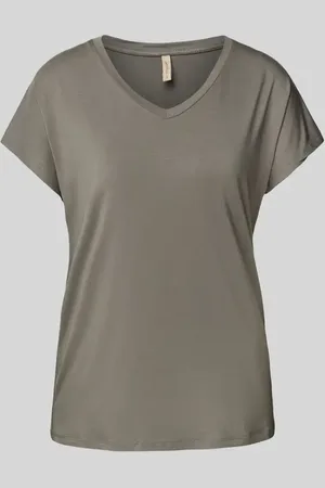 soyaconcept T-Shirt mit geripptem V-Ausschnitt Modell 