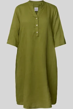 Emily van den Bergh Knielanges Leinenkleid mit Tunikakragen in , Größe 38