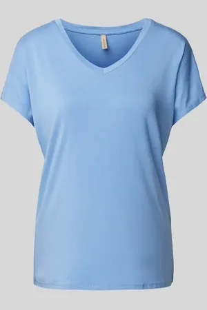 soyaconcept T-Shirt mit geripptem V-Ausschnitt Modell 