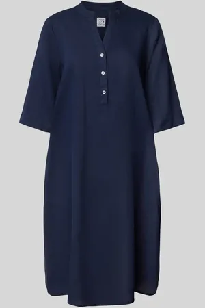 Emily van den Bergh Knielanges Leinenkleid mit Tunikakragen in , Größe 40