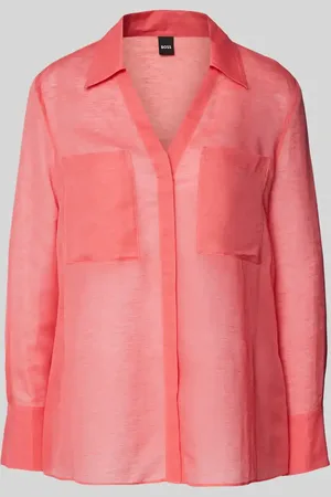 HUGO BOSS Regular Fit Bluse aus Viskose-Leinen-Mix Modell 