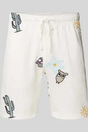 Knowledge Cotton Apparal Loose Fit Shorts mit Motiv-Stitching in , Größe L