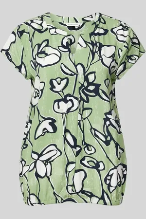 TOM TAILOR Loose Fit Kurzarmbluse aus reiner Viskose mit Allover-Muster in , Größe 34
