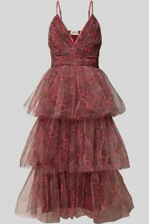 Lace & Beads Knielanges Cocktailkleid mit Volants in , Größe L