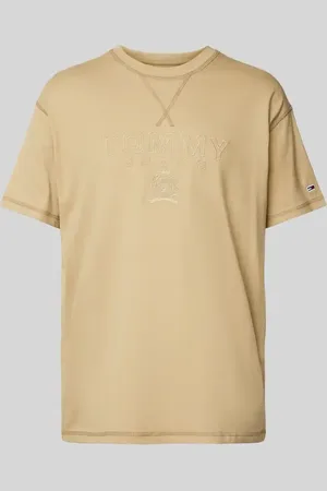 Tommy Hilfiger Regular Fit T-Shirt aus reiner Baumwolle mit Label Stitching in , Größe L