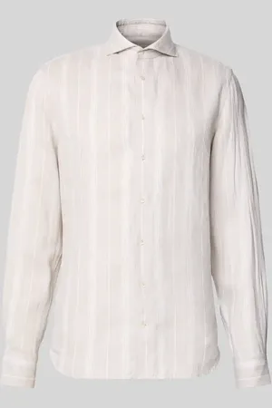 Profuomo Slim Fit Leinenhemd mit Haifischkragen in , Größe L