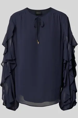 QS by s.Oliver Loose Fit Chiffonbluse mit Rüschenärmeln in , Größe 34