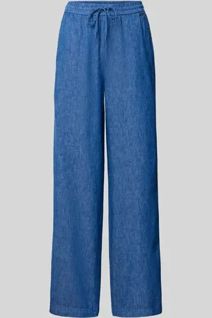 QS by s.Oliver Loose Fit Weite Hose aus Leinen-Mix in Denim-Optik in , Größe 36