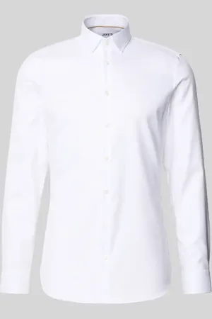 Jake*s Super Slim Fit Businesshemd in unifarbenem Design in , Größe 35/36